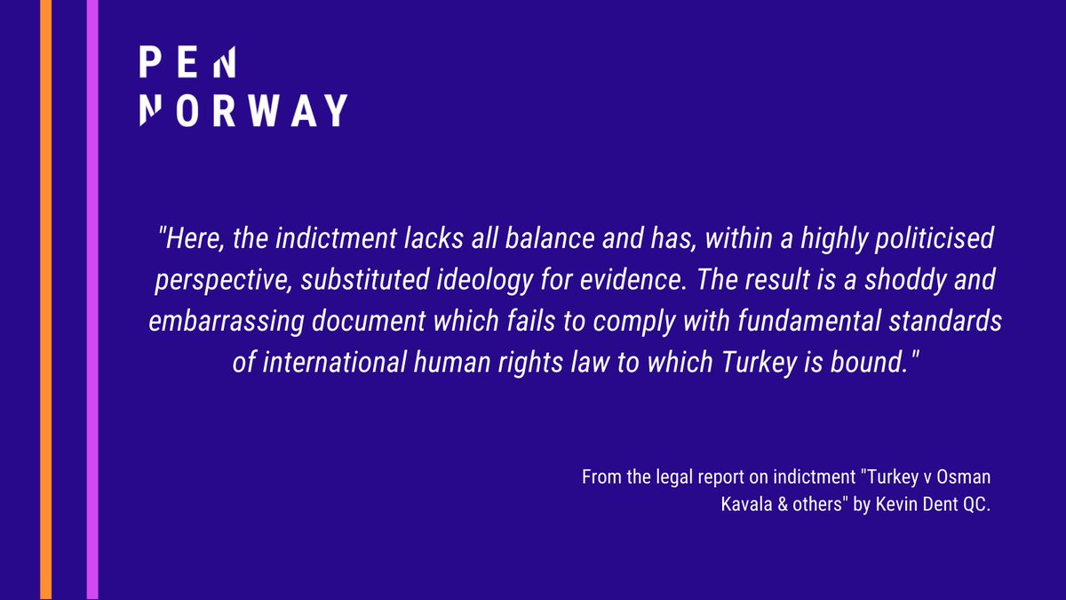 PEN_Norway's tweet photo. #TurkeyIndictmentProject: New report on the indictment «Turkey v Osman Kavala & others - The Gezi Park Trial». This report by @KJDbarrister looks at the indictment from February 2019 >>>> https://t.co/qjMwjjLmRt #OsmanKavala https://t.co/lm1GYP0SKa