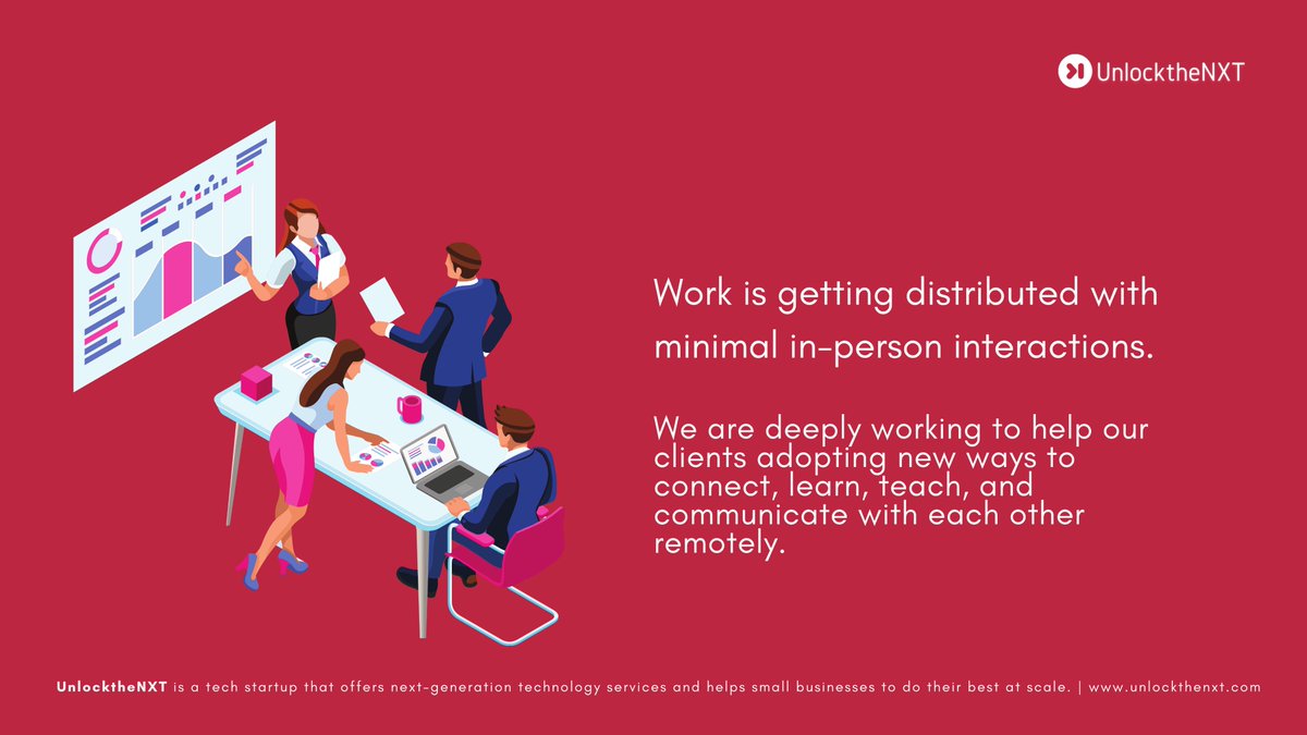 Unlockthenext's tweet photo. We are deeply working to help our clients adopting new ways to #connect, #learn, #teach, and #communicate with each other #remotely.

#startups #DigitalTransformation #tech https://t.co/mz8XrdjfU8