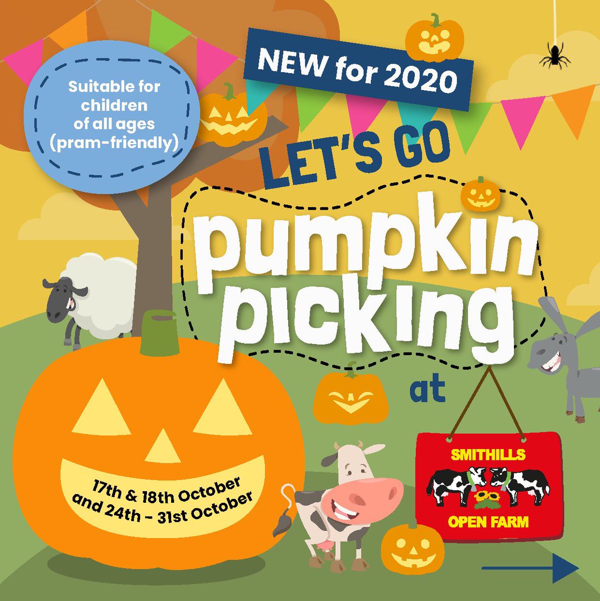 Smithillsfarm's tweet photo. Pumpkin picking - 17th and 18th October then 24th til 31st October. Tickets must be purchased online 🎃🎃🎃 https://t.co/x75rHKlprz