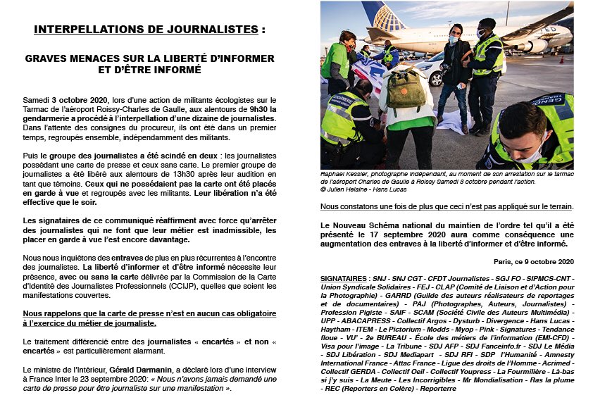 La SDJ de l'AFP (@sdj_afp) on Twitter photo INTERPELLATIONS DE JOURNALISTES :
Graves menaces sur la liberté d’informer et d’être informé
Un communiqué signé par de nombreuses SDJ dont la <a href="/SDJ_AFP/">La SDJ de l'AFP</a> INTERPELLATIONS DE JOURNALISTES :
Graves menaces sur la liberté d’informer et d’être informé
Un communiqué signé par de nombreuses SDJ dont la <a href="/SDJ_AFP/">La SDJ de l'AFP</a>