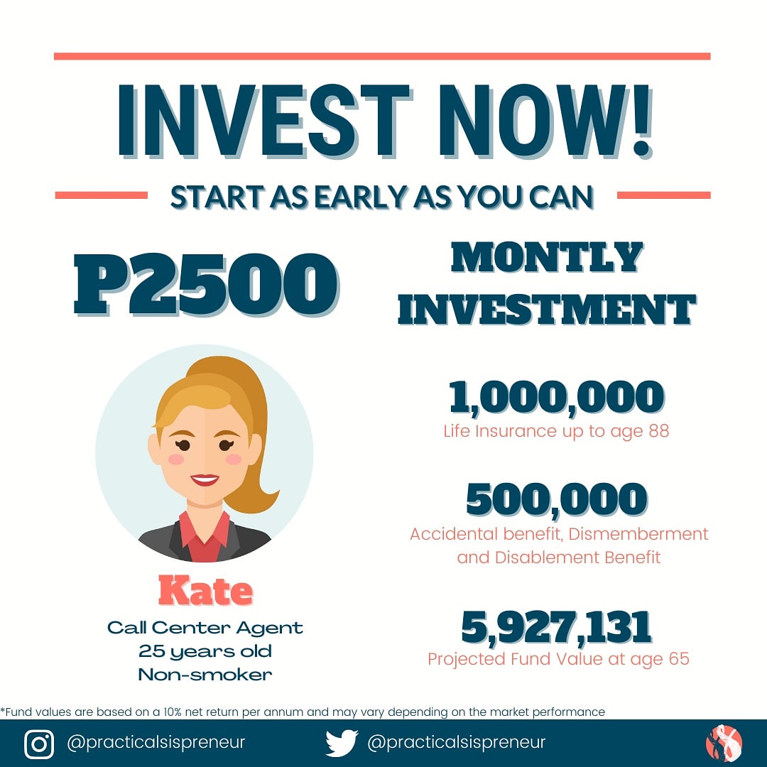 practicalsis's tweet image. For young professionals out there, do you dream of becoming a millionaire someday? Then now is the perfect time to invest and insure yourself!

Here&apos;s what u can get with a monthly premium of only 2,500!

Jelai Morano
Sun Life Licensed Financial Advisor
Unit Manager
0917.5780426