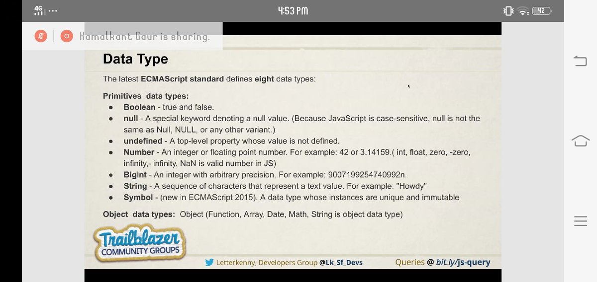 Akshita2664's tweet image. @lk_sf_devs #lksfdevs #learnjs 
Data types