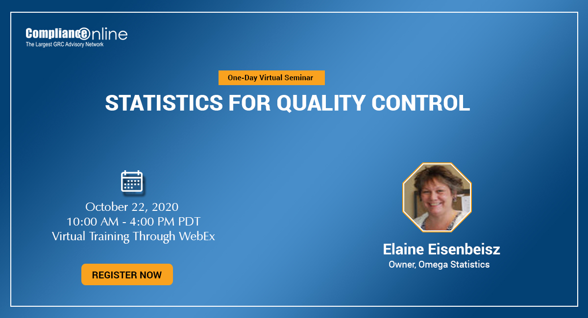 Compliance_On's tweet image. In this seminar learn the steps &amp;amp; techniques used to quantify variability in #manufacturing processes to ensure quality products. We will discuss #StatisticalQualityControl: obtaining information that is objective and useful for decision making. bit.ly/34AmP4G