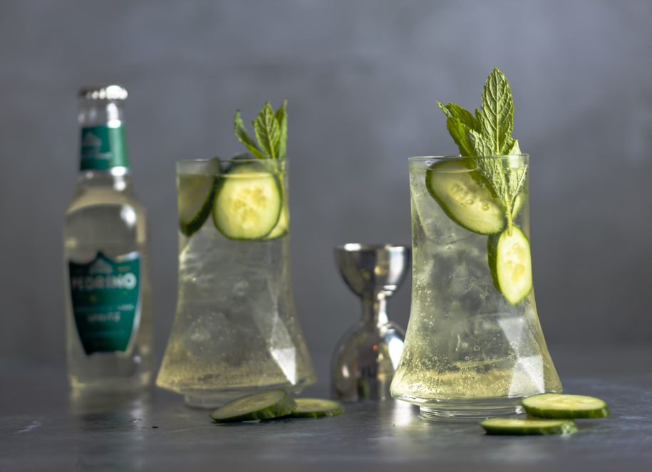 The Cucumber Gin Spritz, our fresh, floral and aromatic take on the humble G&amp;T

Pedrino Vermouth &amp; Tonic Spritz
50 ml Gin
3 Cucumber slices
Mint sprig

Fill a short glass with ice
Add 50ml gin
Top with Pedrino Vermouth &amp; Tonic Spritz
Garnish with cucumber slices and mint sprig