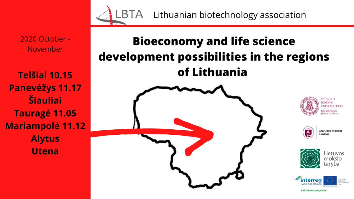 LBTA_Biotech's tweet photo. From October to November this year, the #LBTA organizes the ‘Bioeconomy anf life science development possibilities in the regions of Lithuania’ event tour. Find more: https://t.co/6dgNhkLFMq

#bioeconomy #lifescience #Lithuania https://t.co/XXolTZDaqO
