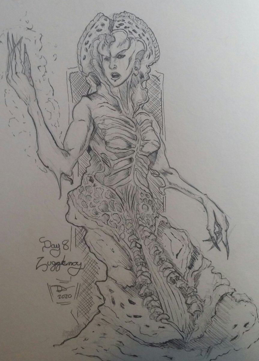 Daniel_T_Jay's tweet photo. Day 8: Got to draw Zuggotmoy the demon queen of fungi, rot and decay. From Mordenkainen's tome of foes  pg. 156.  
So far though out this challenge, I've got some pretty interesting monsters.
#dnd #dnd5e #dndart #dungeonsanddragons #inktober2020day8 #inktober2020 #Inktober https://t.co/SKudjyvIQv
