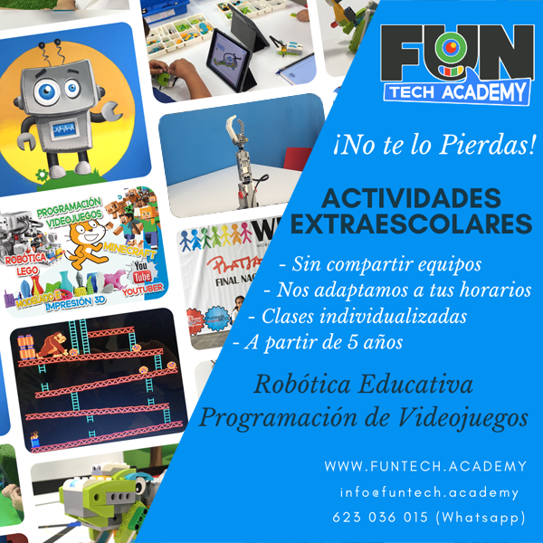 Un año más volvemos con nuestras actividades de Robótica Educativa y Programación de Videojuegos. Este año con nuevos cursos y colaboraciones.

Si quieres utilizar tus propios dispositivos y venir a la hora que mejor encaje con el resto de tus actividades no dudes en visitarnos.