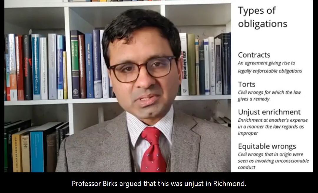 I like what autocaptioning makes of unjust enrichment: "Unjust in Richmond".  Private law theory would have certainly avoided a lot of problems if we'd all agreed that unjust enrichment was a local ordinance that only applied in Richmond.