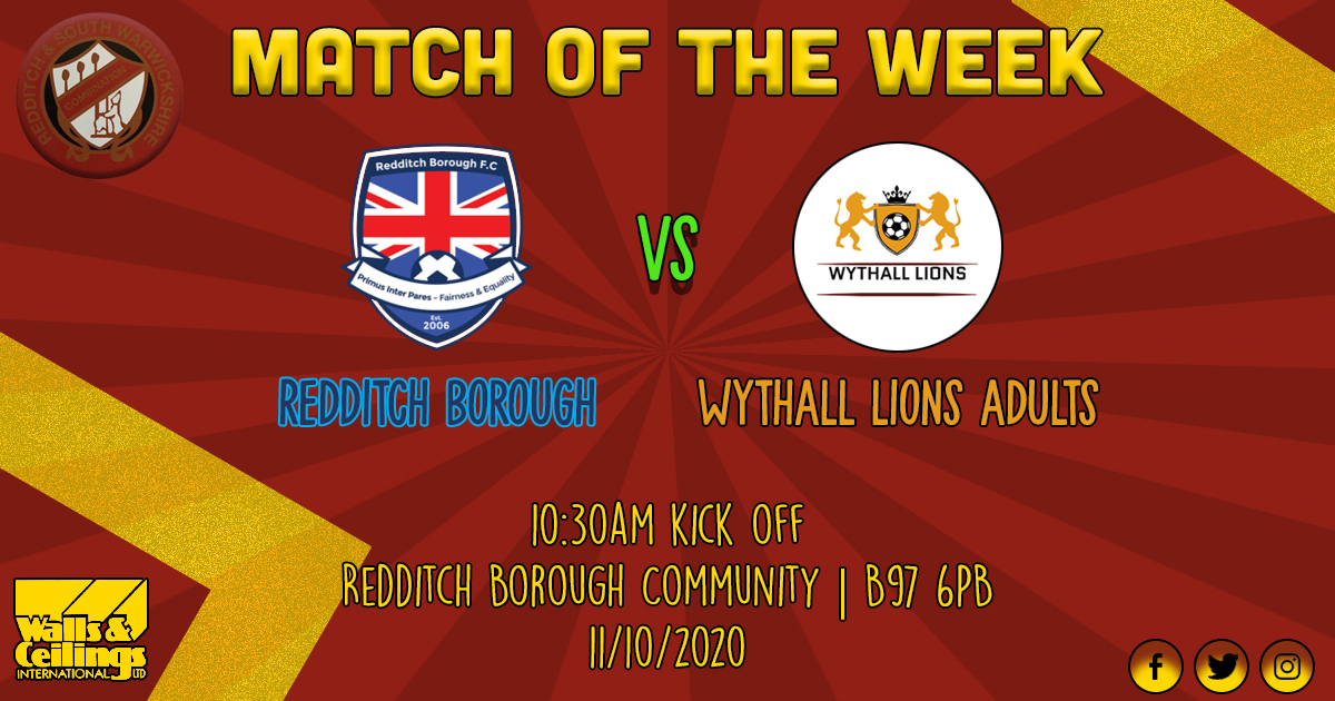 Match of the week:

<a href="/reddboroughfc/">Redditch Borough F.C.</a> 🆚️ <a href="/LionsWythall/">Wythall Lions</a> 
🏟 Redditch Borough Community | B97 6PB
🗓 11/10/2020
⌚ 10:30am

Let us know your score predictions below in the comments!

#MatchOfTheWeek #RANDSW