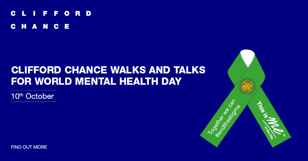 Clifford_Chance's tweet photo. We are celebrating World Mental Health Day by taking part in the @jpmorgan Virtual Corporate Challenge, as well as sharing our own stories, role models and top tips for staying happy and healthy!

Find out about the challenge here https://t.co/Zx5JbAz0wD #WMHD2020 #mentalhealth https://t.co/tEmflanbk4