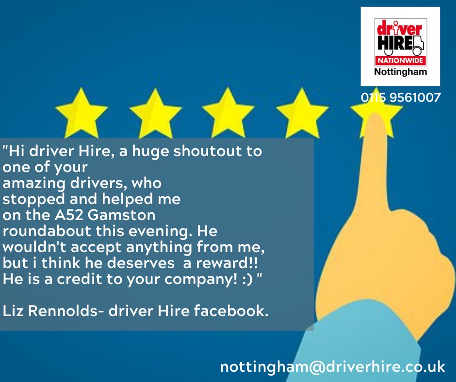 Feedback is great, we love to hear from you!

Are you looking for drivers? 

Delivering the best possible service to both customers and candidates is at the heart of what we do.

Call us today 01159561007

#heretohelp