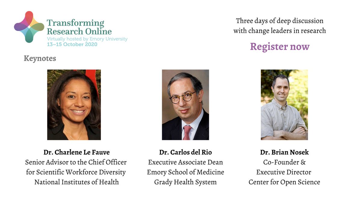 altmetric's tweet photo. Join Altmetric's @herrison & @skonkiel at #TransformingResearch, Oct. 13-15 (online).
Talks by change leaders Dr. Charlene Le Fauve @CarlosdelRio7 @BrianNosek & more!
See full speaker line up and register today: https://t.co/OS1az4zORq
#sciencepolicy #diversity #openscience https://t.co/lKtbvk4Alu