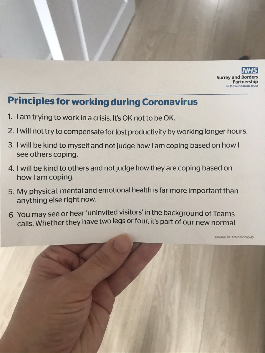 In the lead up to returning to work from maternity leave, in the middle of a pandemic and such uncertainty, this was gratefully received. Thank you. @sabpNHS @Fiona_CEO_SABP #wellbeing #newnormal #principlesforworking #returningtowork