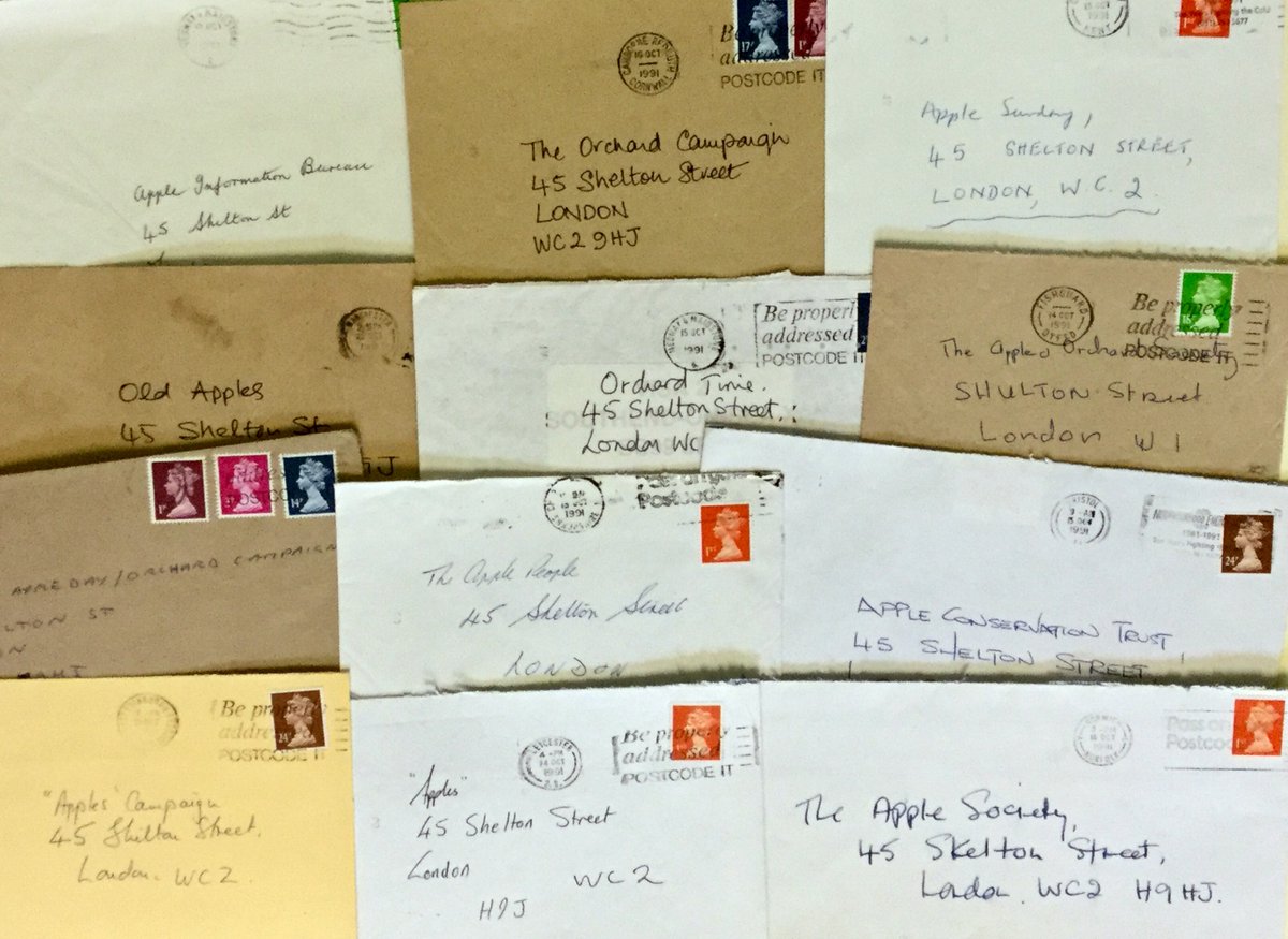 UoEHeritageColl's tweet image. These envelopes in the #CommonGroundArchive reached the environmental charity in the &apos;90s despite being incorrectly addressed! They indicate that some correspondents were more aware of Common Ground&apos;s Orchards project than the charity&apos;s name. [EUL MS 416/PRO/6/1/16] #WorldPostDay