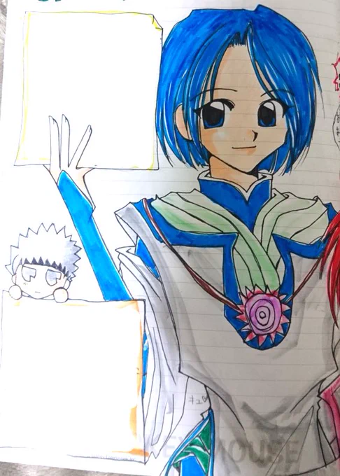 子供の頃に描いたセイラン様と大人になってからそれを真似して描いたセイラン様です

#いにしえのアンジェファンアート展覧会 