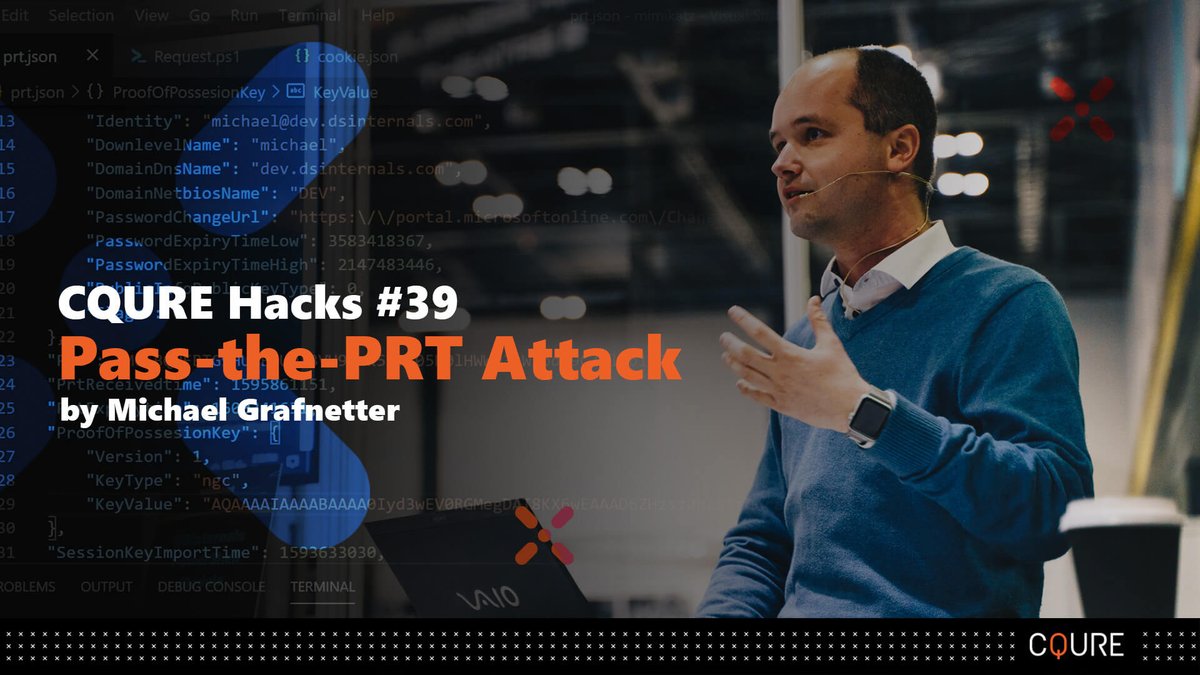 CQUREAcademy's tweet image. #PassTheHash and #PasstheTicket are effective lateral movement techniques. Today, we are talking about one more – Pass-the-PRT attack for #Azure joined devices. Dig into the topic presented by the CQURE member @MGrafnetter --&amp;gt; bit.ly/2GKuc1b #cybersecurity #passtheprt