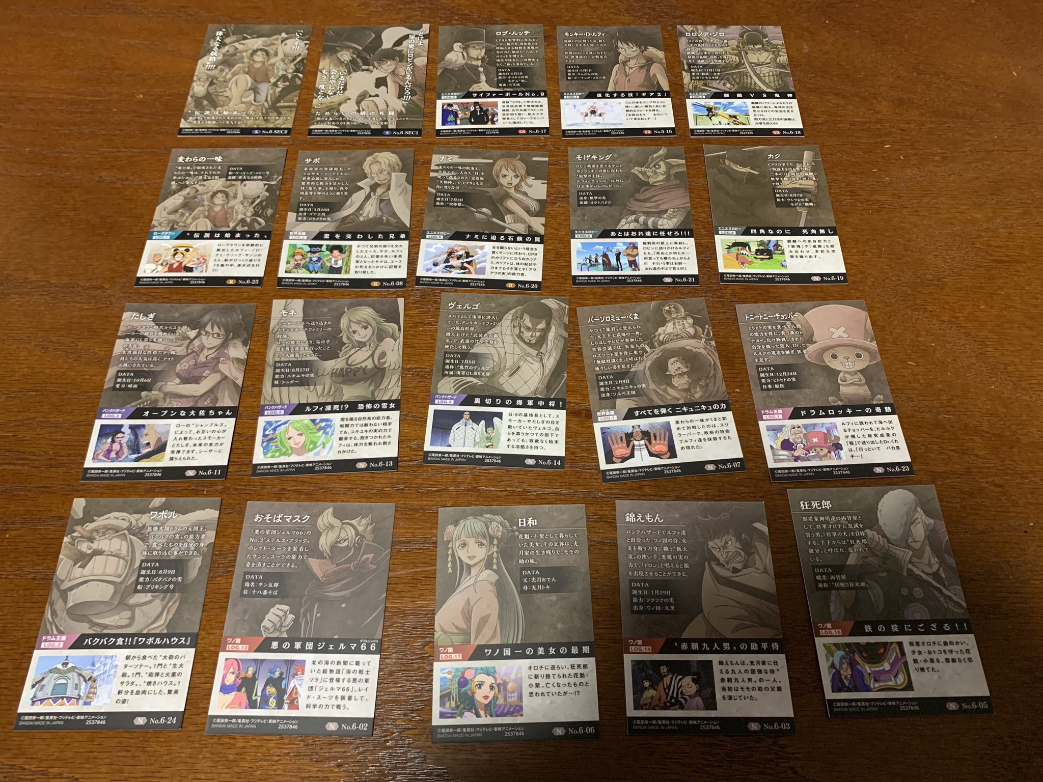 Kei One Piece垢 先週買った ワンピース ウエハース 第6弾 激突する正義 の結果 1boxにシークレットが2枚入ってたのはびっくり スーパーレアは３枚も ゾロも出た まとめると Sec 2