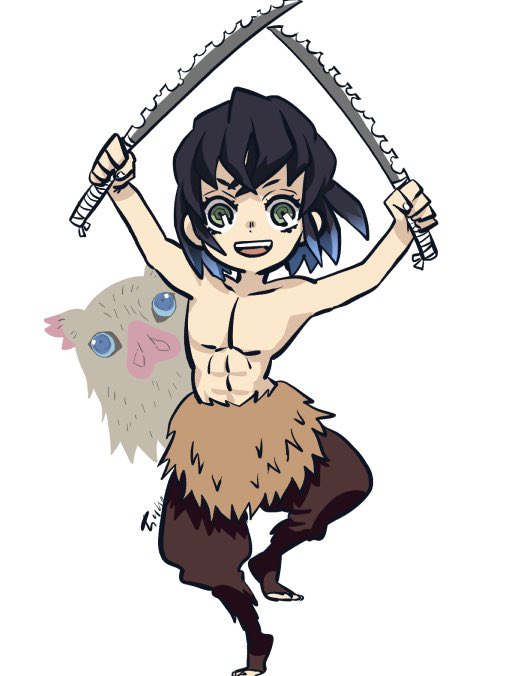 ちりり。さんがTwitterに投稿した嘴平伊之助(鬼滅の刃)のイラスト。