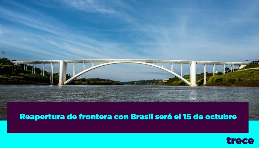 🌉Reapertura del Puente de la Amistad será el 15 de octubre

Jair Bolsonaro y Mario Abdo acordaron oficializar la reapertura de la frontera para el turismo de compra entre las ciudades hermanas Ciudad del Este y Foz de Iguazú, anunció el Ministro Federico González. #NoticiasTrece