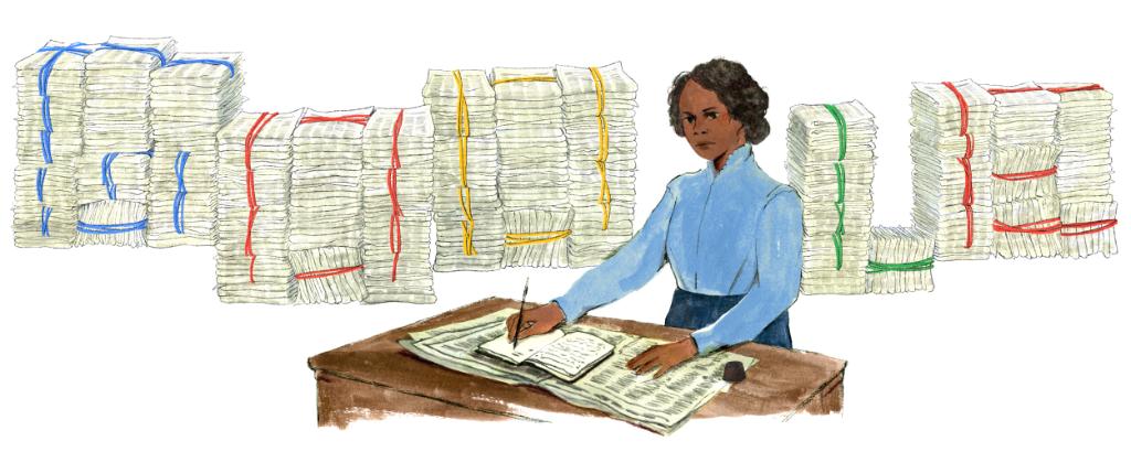 GoogleDoodles's tweet image. A #GoogleDoodle in honor of American-Canadian newspaper editor &amp;amp; publisher, journalist, teacher, lawyer, abolitionist, &amp;amp; suffragist Mary Ann Shadd Carry.

🎨  by guest artist @meeshell_t → goo.gle/32Pwbda