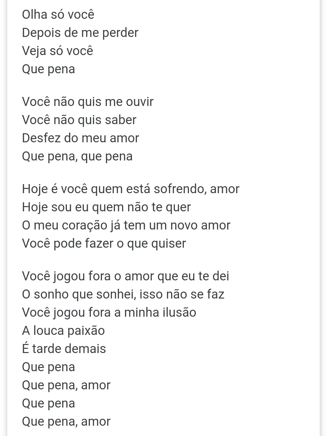 Paola on X: Letra da musica do Luiz Carlos CASADO pra Luiza