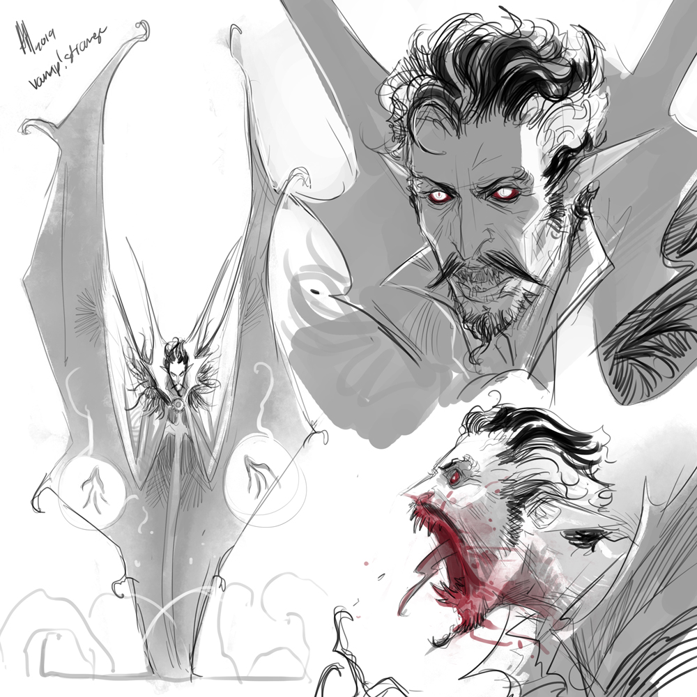 not much time today (aha) but Have some eldritch and vampy Doctor Strange t...