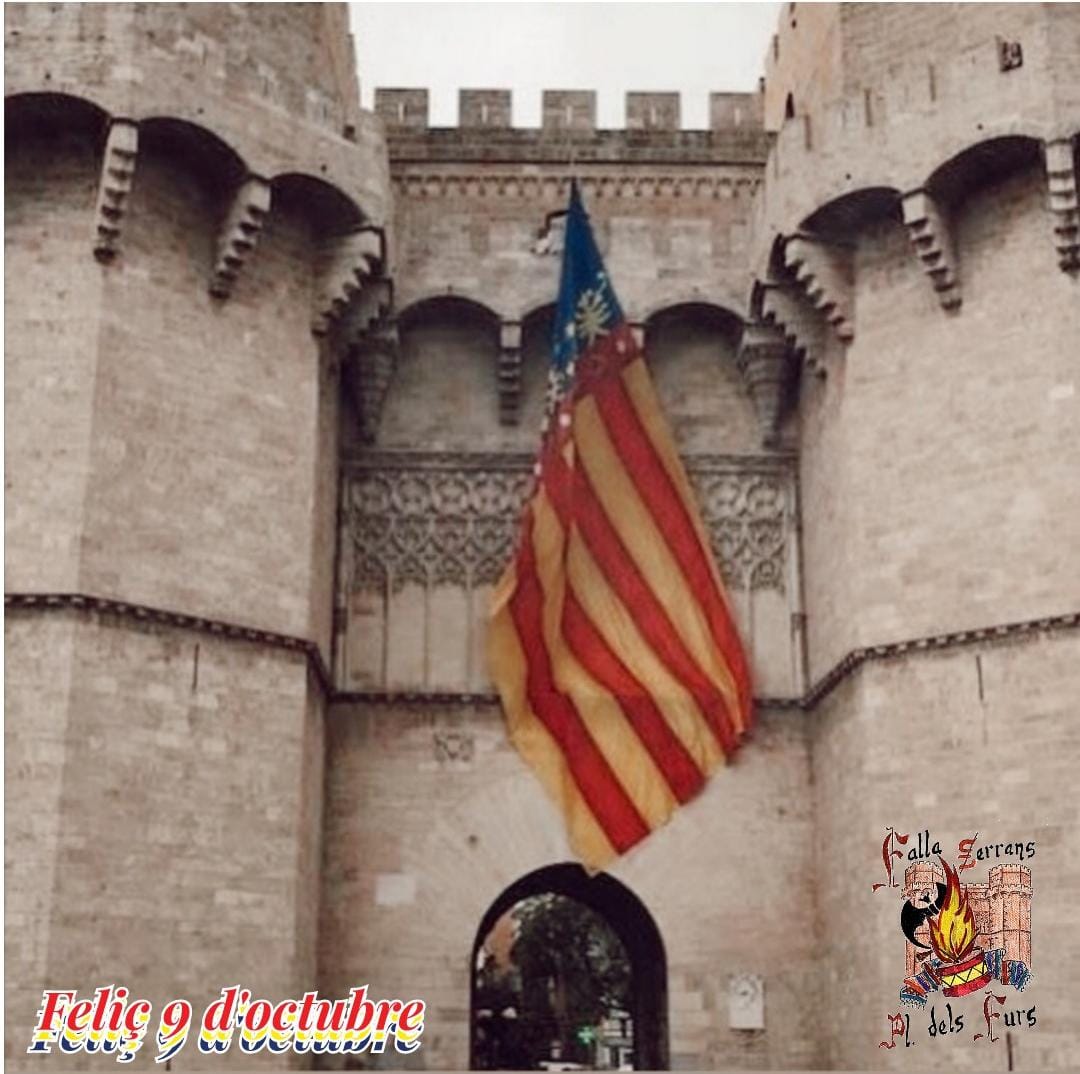 La <a href="/fallaserranos/">Falla SerranS-Pl.dels Furs</a> felicita a todxs lxs valencianxs en el Día de nuestra Comunidad y muy especialmente a todxs lxs fallerxs en estos momentos tan especiales que estamos viviendo.
#9d'octubre#diadelacomunitatvalenciana#fallaserrans#sandonis