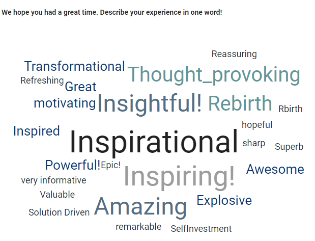 Career_Masters's tweet photo. We have now come to the end of Day 2 of #STRETCH2020. For some delegates, it is the end of the conference. So we asked what they thought of #STRETCH2020, in one word. See some of their answers below- we couldn't agree more.
#Stretchyourcareer #BlackHistoryMonth #Career https://t.co/BWwamxABrK