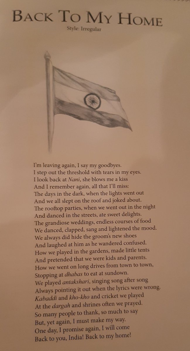 #IndianForeignService
Diplomats lead a nomadic life & it's tough on kids to cope with constant changes. Here's a poem written by my daughter. 
A big thanks to families & kids of @indiandiplomats whose support gives us constant strength to continue. #ServingTheNation.

#IFSDay