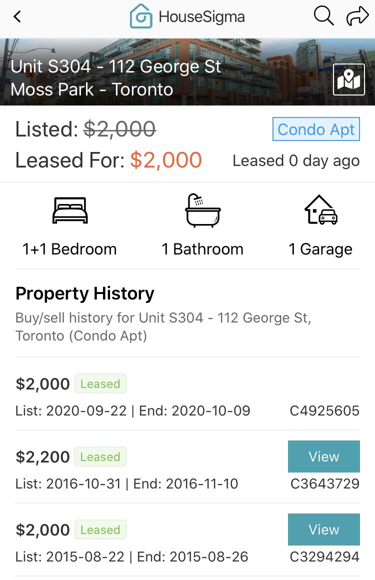 The Latest in Toronto RentsThis 2 bd condo was just leased at the same rate as 2015A 5 year roll back in rents here.5 yrs of 0% rent growth while expenses rise much > inflation  #cdnecon