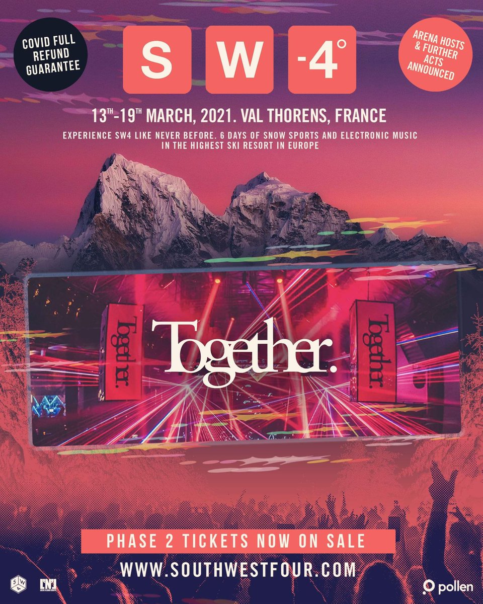 Togetherclub's tweet photo. Thrilled to host a stage at the winter edition of South West Four Festival next March in the French Alps. Phase 2 tickets are over 50% sold out. Join us for a week of snow sports and electronic music. Secure your ticket for just £25.
➝ https://t.co/ZZ2yaTrCju https://t.co/INA7BOtBGo