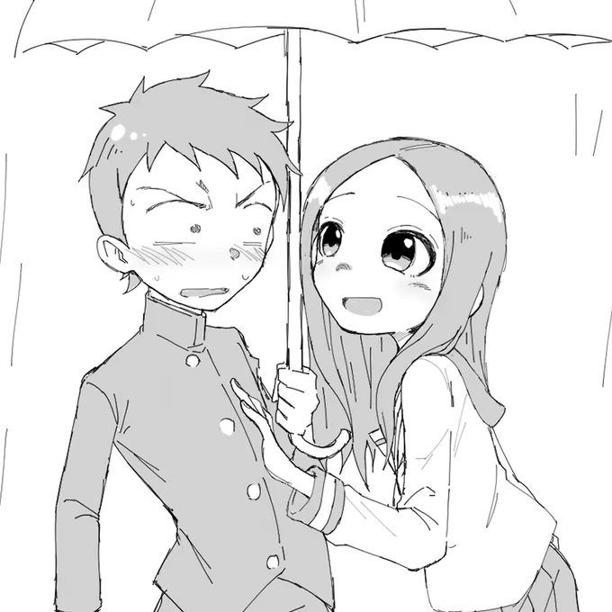 雨の日の高木さんと西片
「ちょうどよかった、傘いれてっ!」的な 