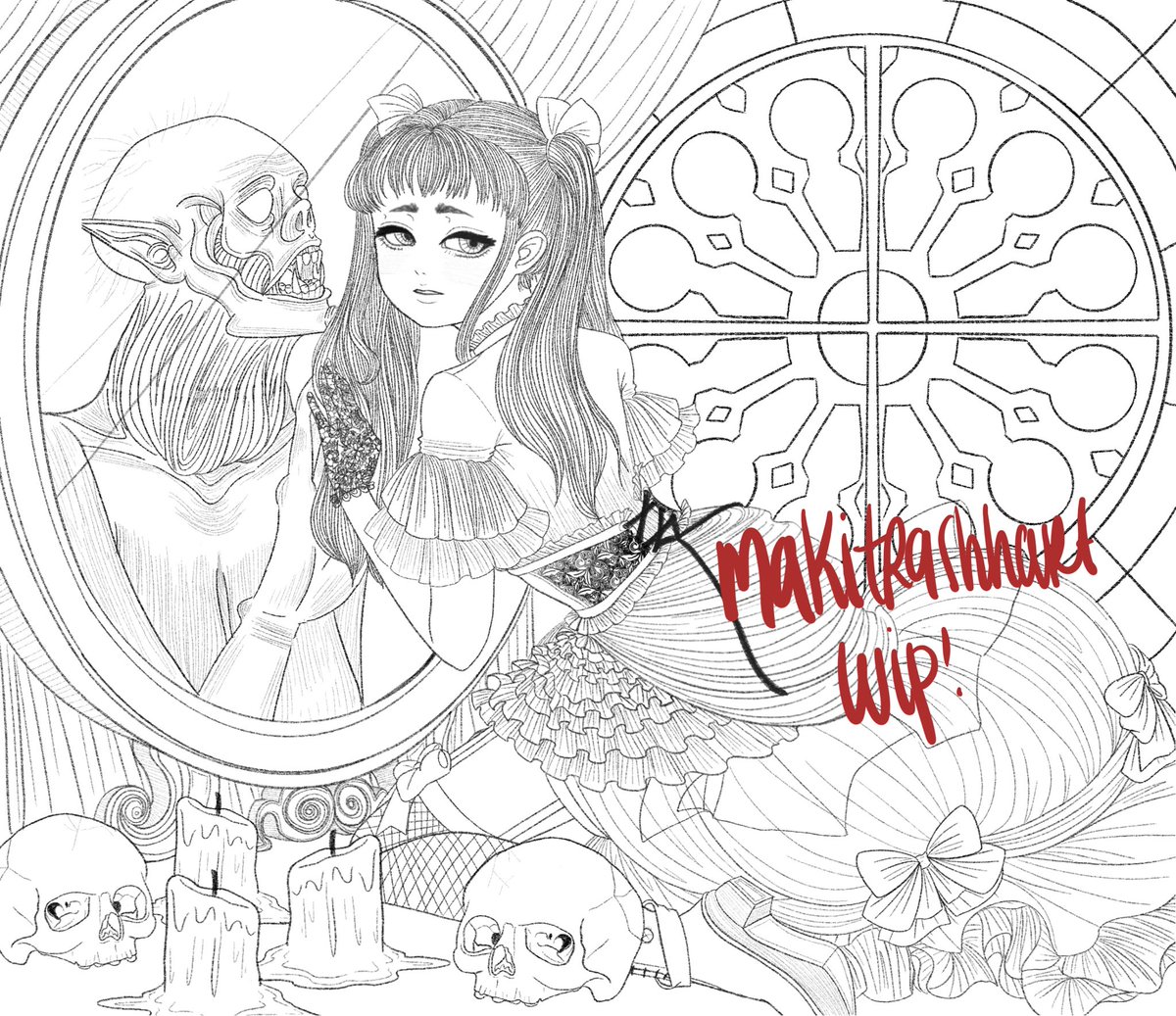 My hand is dead but at least my lineart is finished lol #wip 