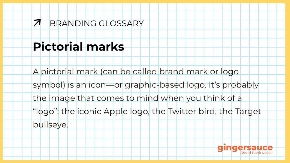 GingersauceCo's tweet photo. Pictorial marks are symbols without words 🤔
Most easily-recognized pictorial #logos started out in a “lockup” with a wordmark company name. Over time, through repeated exposure, the symbol itself became associated with the brand.
#BrandingGlossary #pictorialmark #Identity2020 https://t.co/QlVzfO8GFO