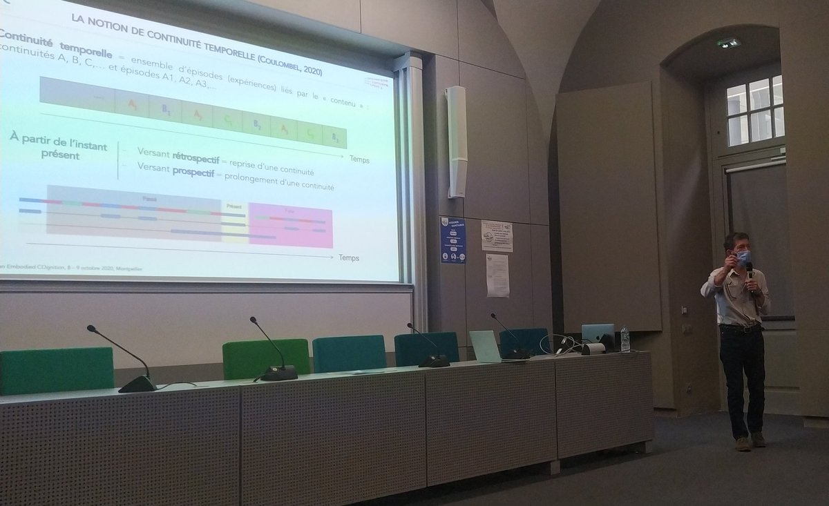LucettToussaint's tweet photo. Présentation de Rémy Versace, conférencier invité au colloque Human Embodied Cognition. Rémy présente sa conception incarnée de la mémoire (modèle Act-In) https://t.co/F8JdfySyA9