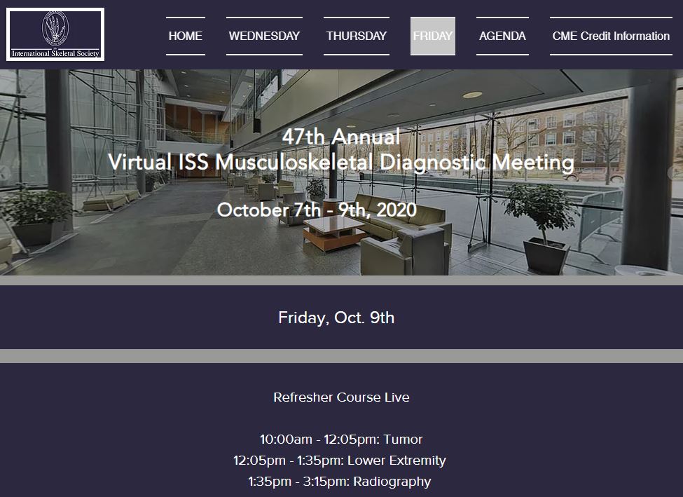 mnpathria's tweet photo. #iss2020

Join us for Day 2 of the 2020 International Skeletal Society Virtual Refresher course, starting at 10 am EST. Looking forward to another day of great lectures and question sessions!! https://t.co/YB85X1ilfu