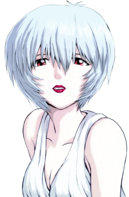 口紅をした、綾波レイ、描きました。? 