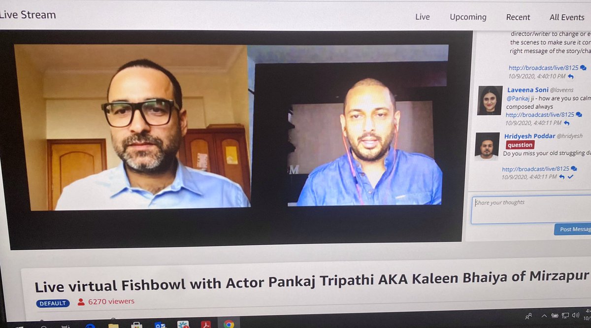 diviaviator's tweet photo. When Amazonians had a chance to interact with Kaleen Bhaiya aka @TripathiiPankaj during #AmazonFishbowl Sneak peak to #Mirzapur2”Jo aaya hai, wo jayega bhi..lekin humari marzi se” @AmazonNews_IN @InsideAmazon @PrimeVideoIN https://t.co/7WLfeKW4wt