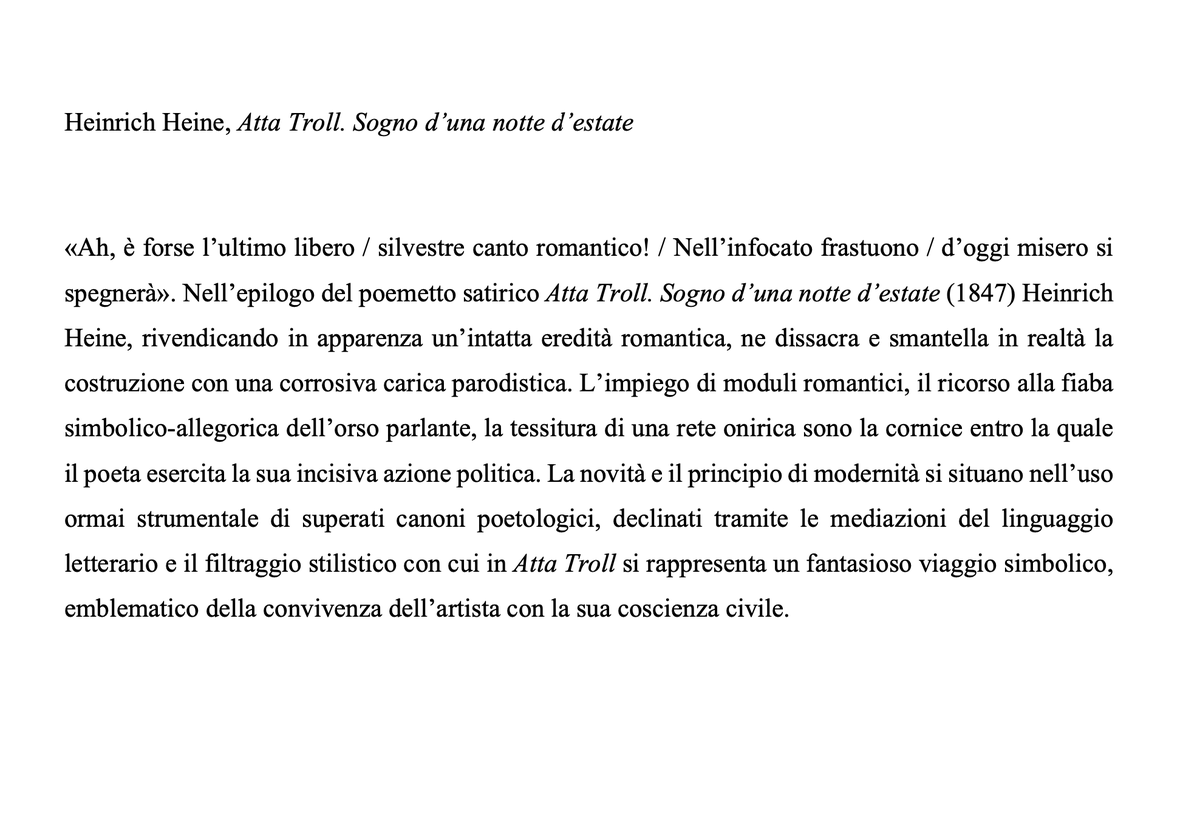 Oggi pubblichiamo dopo quasi 60 anni una nuova edizione di 'Atta Troll. Sogno d’una notte d’estate' di Heinrich Heine scritto nel 1847. Vi lasciamo alle parole del curatore Fabrizio Cambi che ci descrive l'uso provocatorio della poesia in quest'autore tra Romanticismo e Realismo.