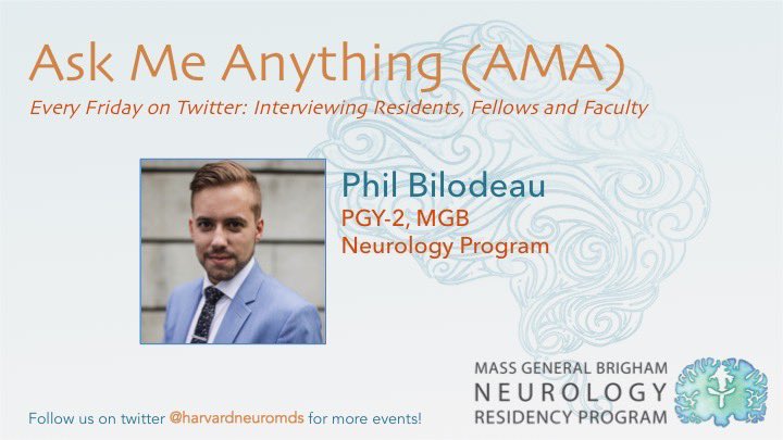 Welcome back to our weekly AMA! Today we have our #MGBneurology resident @phil_bilodeau. Join in as we learn more about Phil and his career path in neurology! #neurotwitter