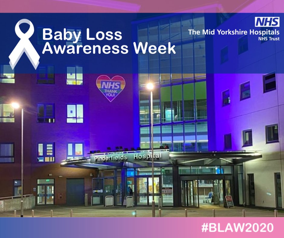 MidYorkshireNHS's tweet photo. ❤️💙💜 To mark Baby Loss Awareness Week Pinderfields Hospital will be lighting up every evening this week as an act of support and remembrance for bereaved parents, families and friends to commemorate those short but special lives ❤️💙💜

#WaveOfLight #BLAW2020  #MidYorksNHS https://t.co/qfOrSkWeTf