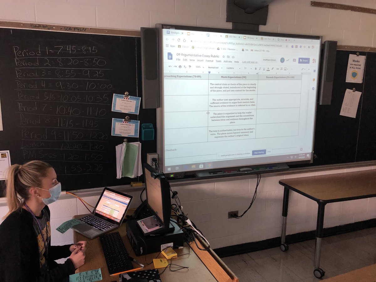 Ms. Lynch reviews the argumentative essay rubric with her US History I students ⁦<a href="/CresskillMSHS/">Cresskill MS/HS</a>⁩