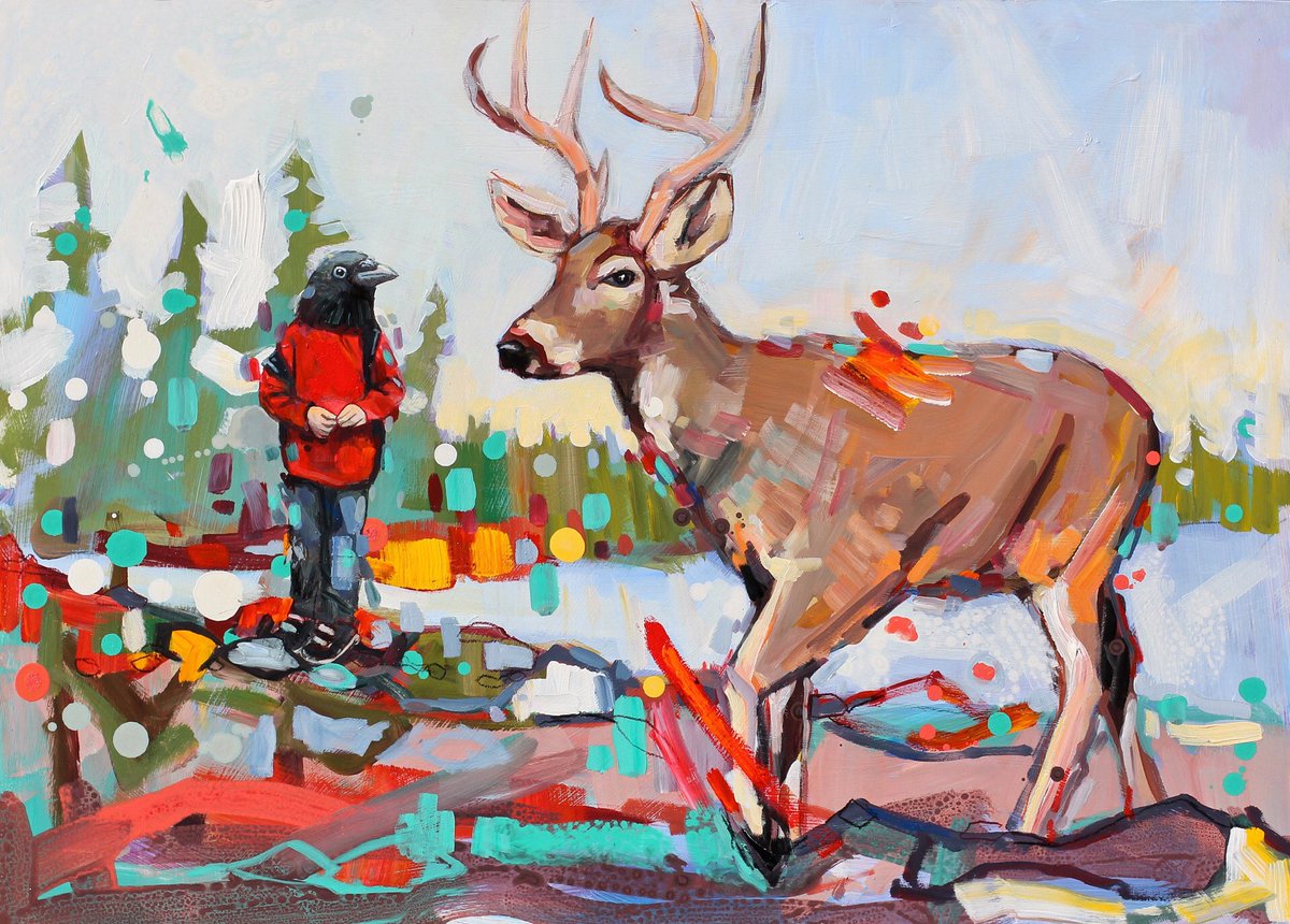 adampswanson's tweet photo. “Love Letters” Created in 2017 #deer #crowhead
.
.
#contemporarypainting #adamswanson #acrylicpaintings #painting #mnartist https://t.co/YpvwBQ4ggO