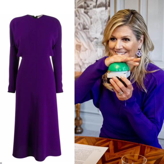 josineevers's tweet photo. Een nieuw merk voor Máxima! Tijdens de opening van gistermiddag droeg ze een paarse jurk uit de collectie van Victoria Beckham: https://t.co/b2jc3gNQfq https://t.co/DVwPh0x0JM