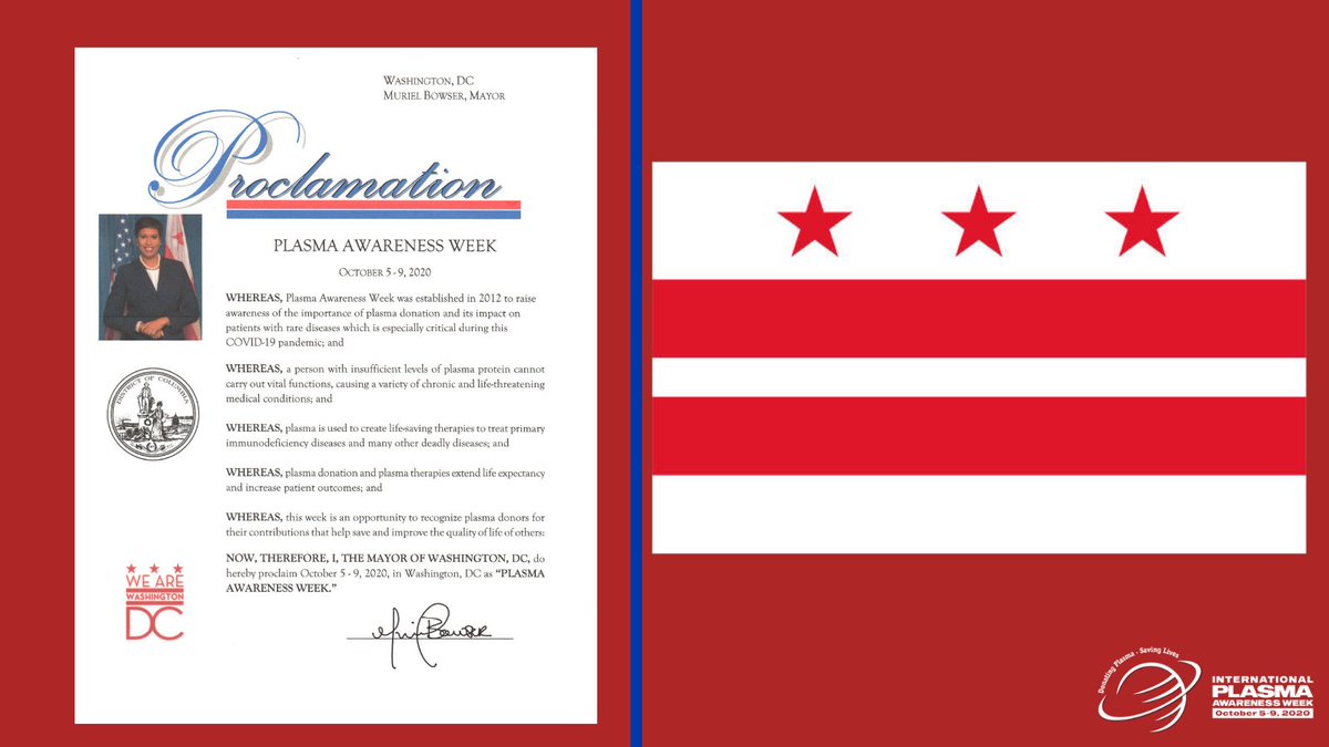 PlasmaProteins's tweet photo. Thank you, @MayorBowser for your commitment to International Plasma Awareness Week. #IPAW2020 #PlasmaDonorsSaveLives https://t.co/bVuiUHgL3i