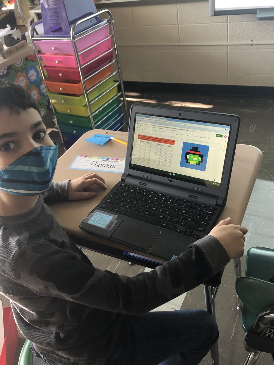 Math Fun on this Fri~YAY! Students used Google Sheets to practice their math facts to reveal a spooky Halloween picture!! 🎃 👻 <a href="/WarnsdorferEB/">Warnsdorfer</a>
