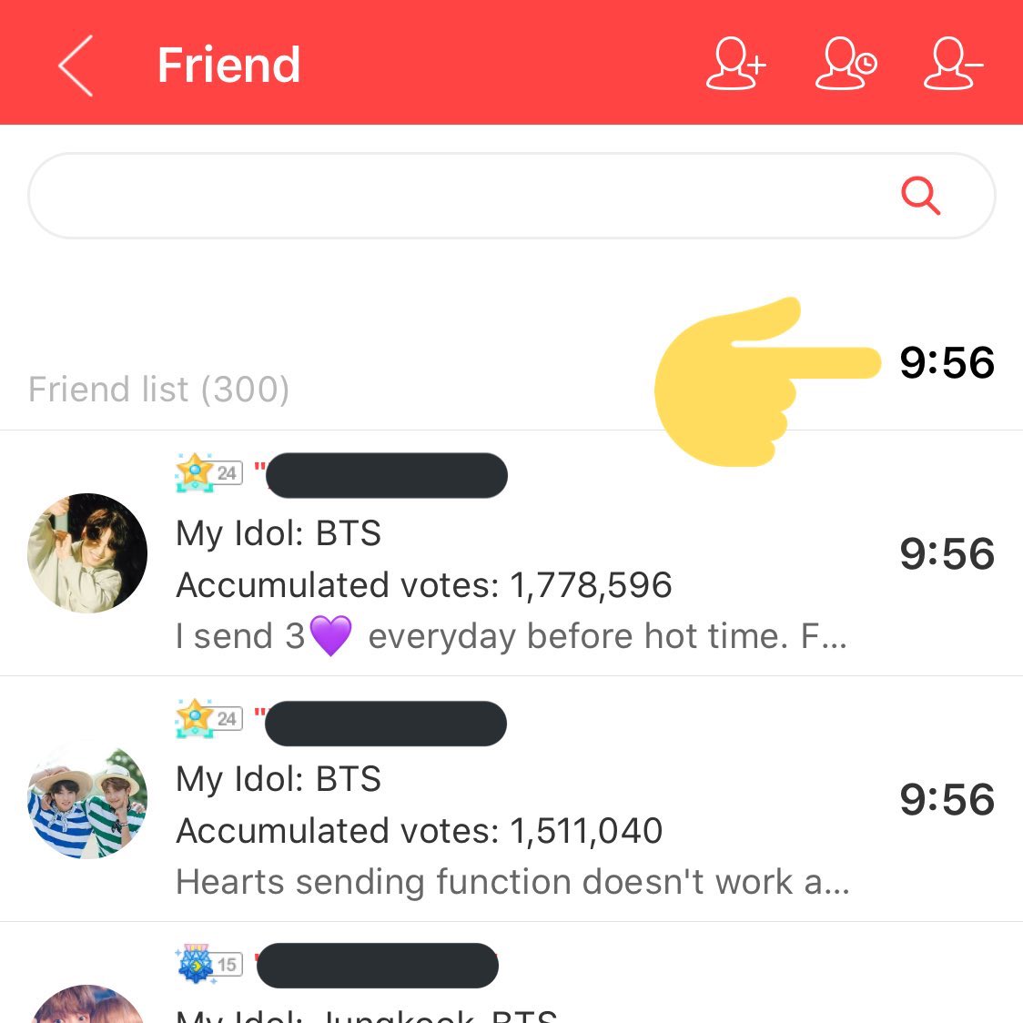  sending hearts to your friendsOpen the app and click on the “friends” buttonclick on the right heart over your friend list (sends hearts to all friends)send again after ten minutes (repeat twice) @BTS_twt