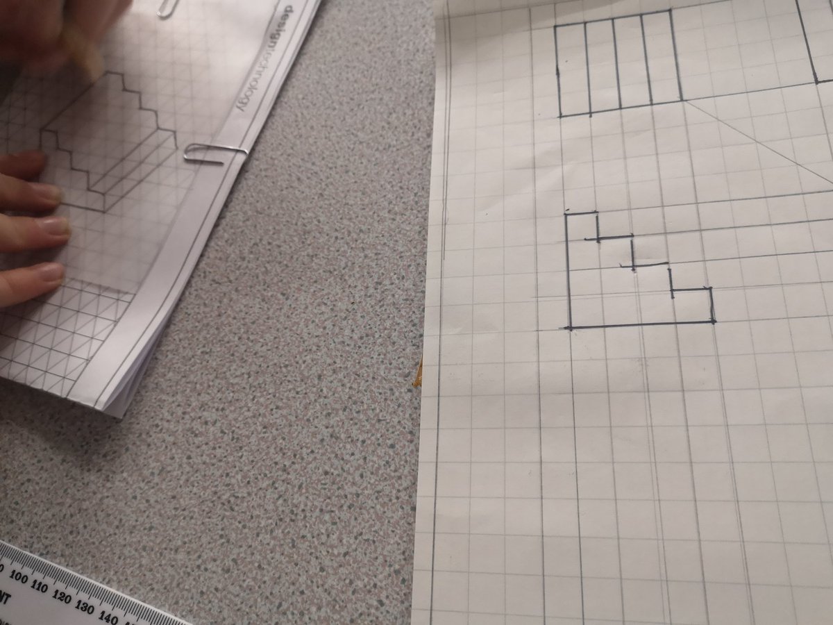 MrsC_BHCS_Tech's tweet image. Year 9s getting to grips with the basics of orthographic projection. Really enjoying teaching this Graphic Communication Unit.
