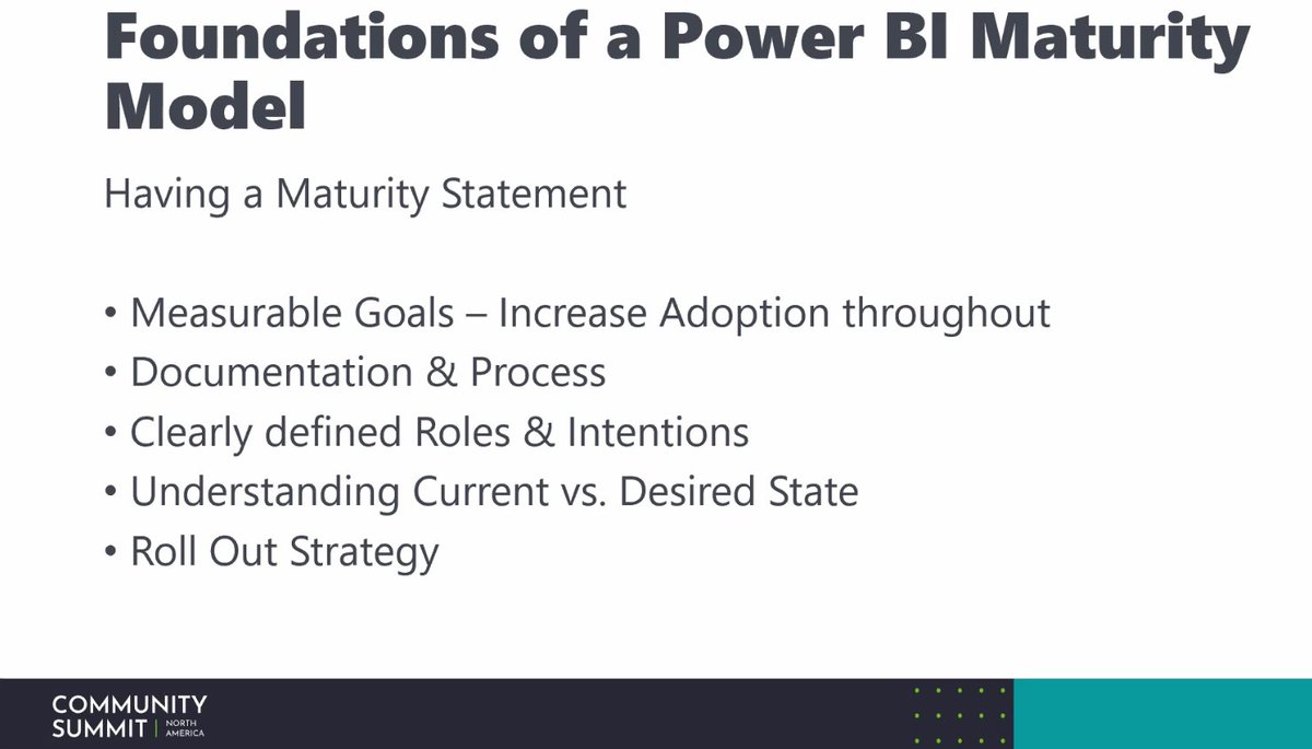 Awesome way to kick off the last day of #CommunitySummitNA - learning about promoting &amp; governing #PowerBI in your org from expert <a href="/tommypuglia/">Tommy Puglia</a>! 

What is your company's adoption strategy?