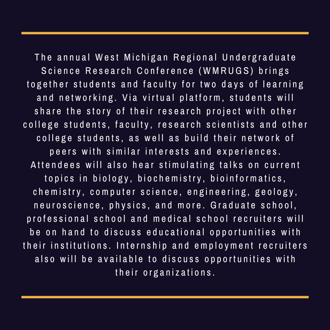 The registration deadline for the WMRUGS conference is Monday, October 26th. Head over to vaigs.vai.org/undergrad-rese… for more info!